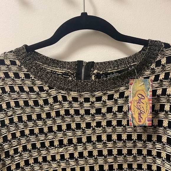 Fu Zade Zippered Woven Wool Blend Sweater S/M - Picture 2 of 8